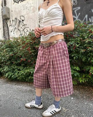 (ORIGINAL) Tartan Check Half Wide Easy Pants