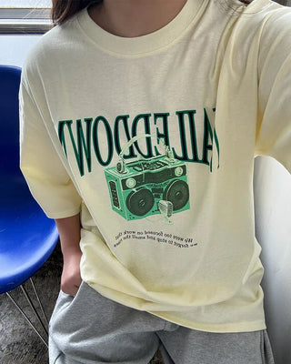 Camera print short-sleeved T-shirt