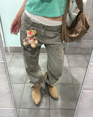 Slash-seam low-waist pants