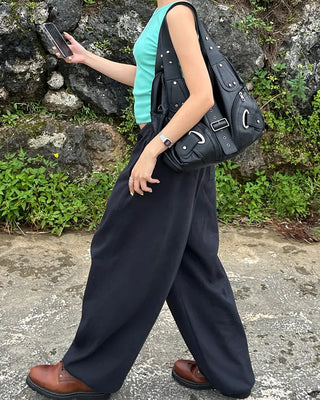 Round neck semi-cropped ribbed tank top