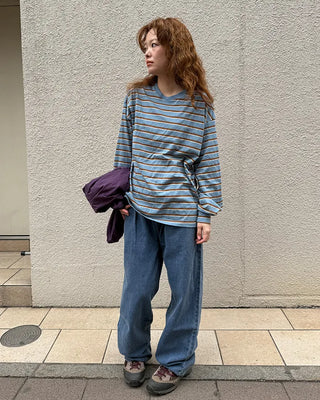 Pintuck Wide Denim Pants