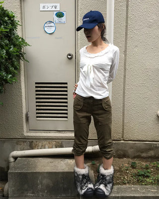 Waist bag elastic gathered side zip capri pants