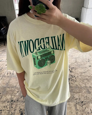 Camera print short-sleeved T-shirt
