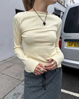 Slashed Neck Long T-Shirt