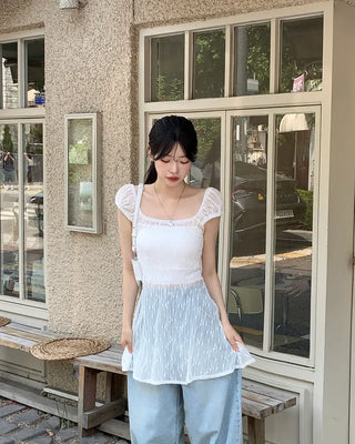 Flower sheer layered dress