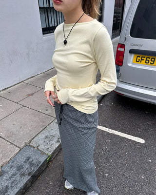 Slashed Neck Long T-Shirt