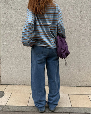 Pintuck Wide Denim Pants