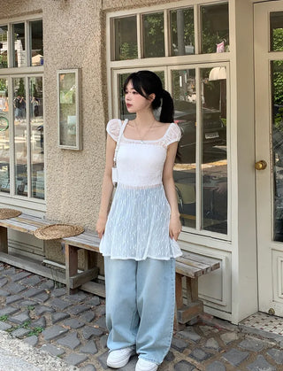 Flower sheer layered dress
