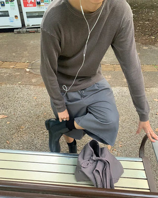 Pigmented waffle long-sleeved T-shirt