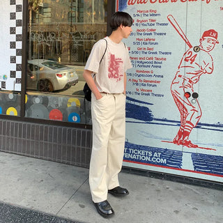 Vintage print short-sleeved T-shirt