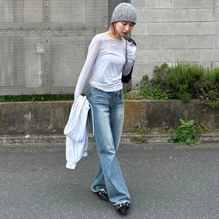 Belted pointed flat shoes