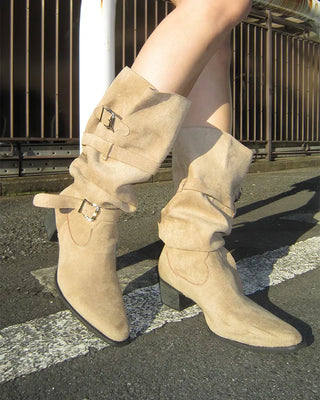 Custom suede long boots