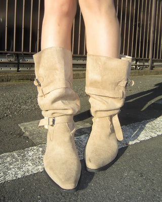 Custom suede long boots