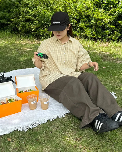 Checkered Overfit Short-Sleeve Shirt