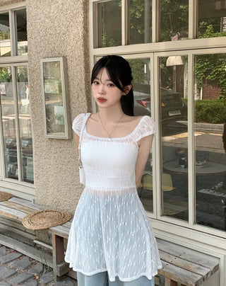 Flower sheer layered dress