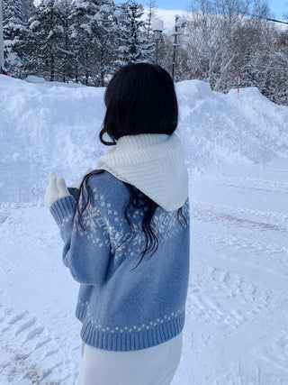 Snowflake Nordic Pattern Knit Hoodie