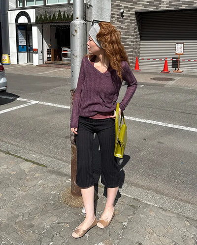 Striped leggings bootcut pants