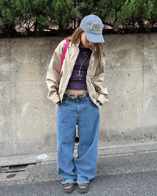 Stand-neck flap double-zip blouson