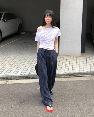Shirred Off-Shoulder T-Shirt