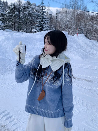 Snowflake Nordic Pattern Knit Hoodie