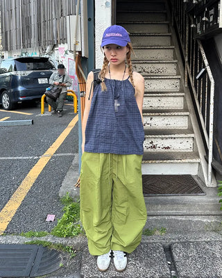 Checked Shirred Camisole