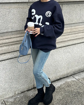 (Unisex) end lettering brushed fleece sweatshirt