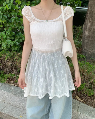 Flower sheer layered dress