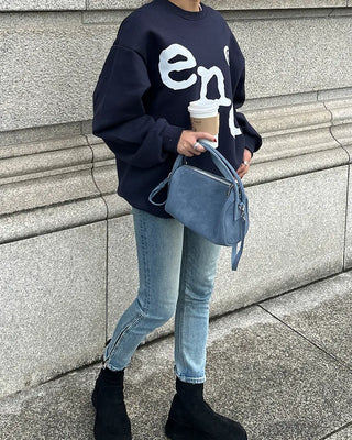 (Unisex) end lettering brushed fleece sweatshirt