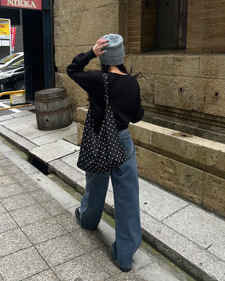 Washed straight black denim pants