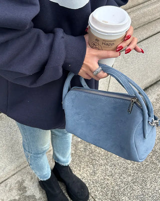 2-Way Suede Mini Handbag Boston Bag