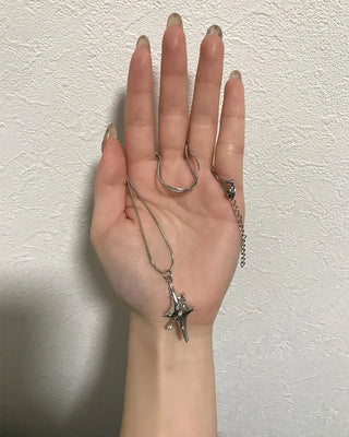 Cubic Star Silver Necklace