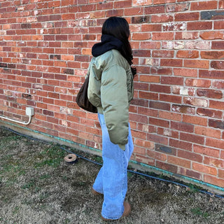 Washed wide denim pants