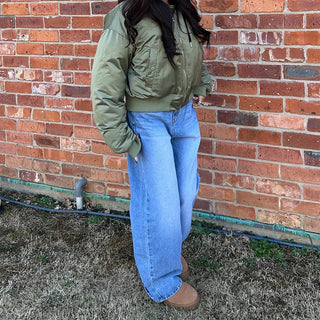Washed wide denim pants