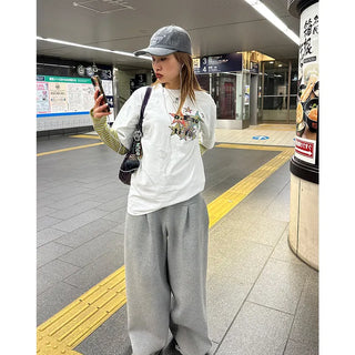 Striped boat neck long-sleeved T-shirt