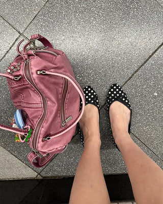 Block stitch double stud 2-way Boston bag