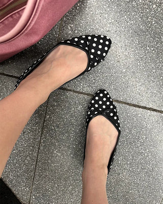 Polka dot almond toe pumps