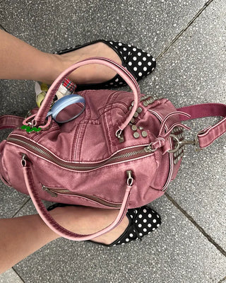 Polka dot almond toe pumps