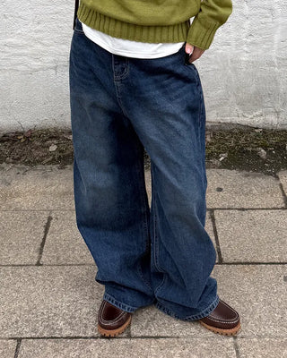 Washed Loose Fit Denim Pants