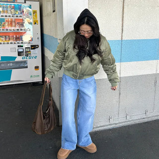 Washed wide denim pants