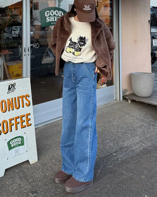Hook crop fur jacket
