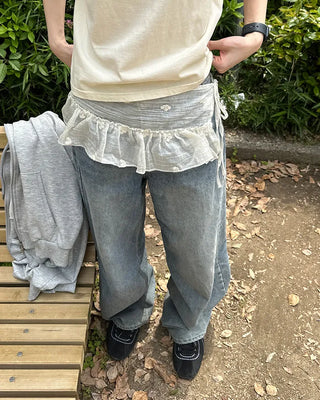 Flower embroidered layered wrap skirt