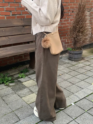 [3 colors] Cotton pleated wide-leg pants