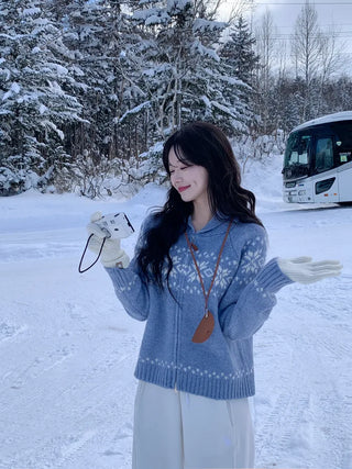 Snowflake Nordic Pattern Knit Hoodie