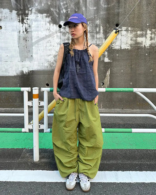 Checked Shirred Camisole