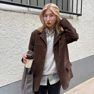 One-pocket loose flannel shirt