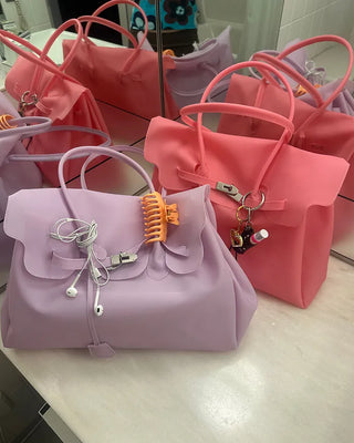 Matte Jelly Big Square Lock Bag