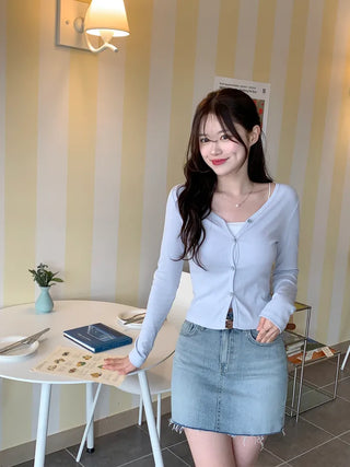Slim Rib Layered Cardigan (7 colors)