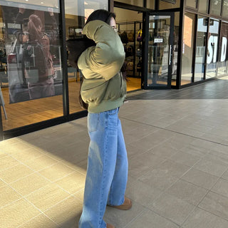 Washed wide denim pants