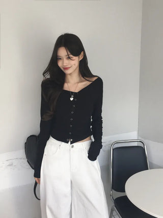 One-shoulder shirred T-shirt