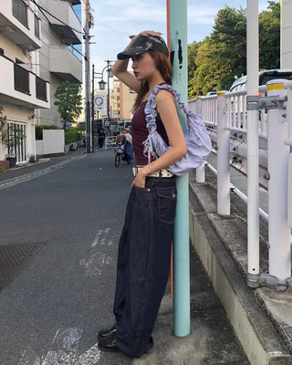 3-way double stripe gathered shoulder bag